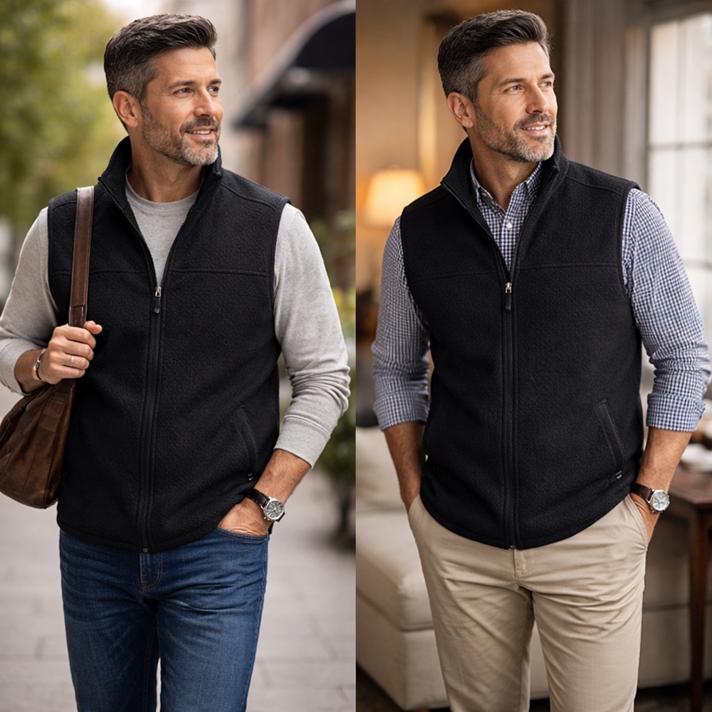 Cremieux Black Full Zip Vest Men’s Medium Lightweight Layering
